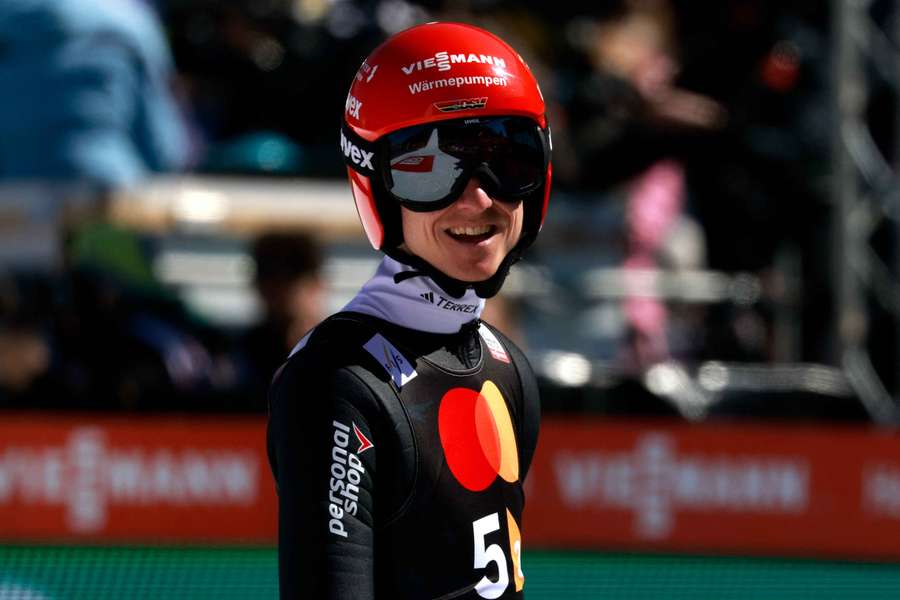 Karl Geiger konnte den starken ersten Srpung von 238,5 Meter nicht bestätigen Karl Geiger konnte den starken ersten Srpung von 238,5 Meter nicht bestätigen