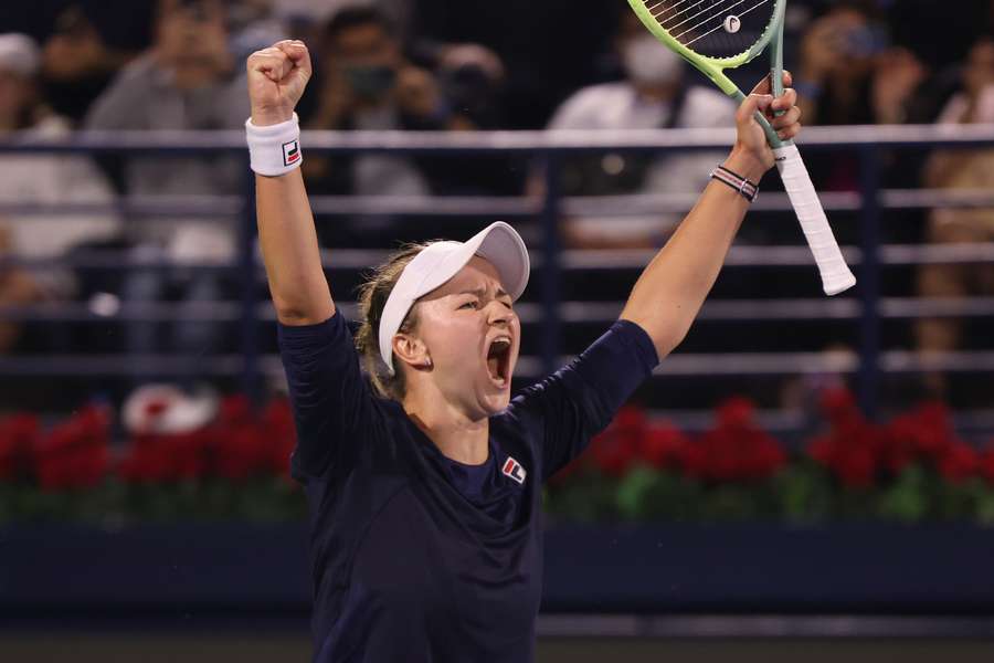 Barbora Krejcikova of the Czech Republic celebrates