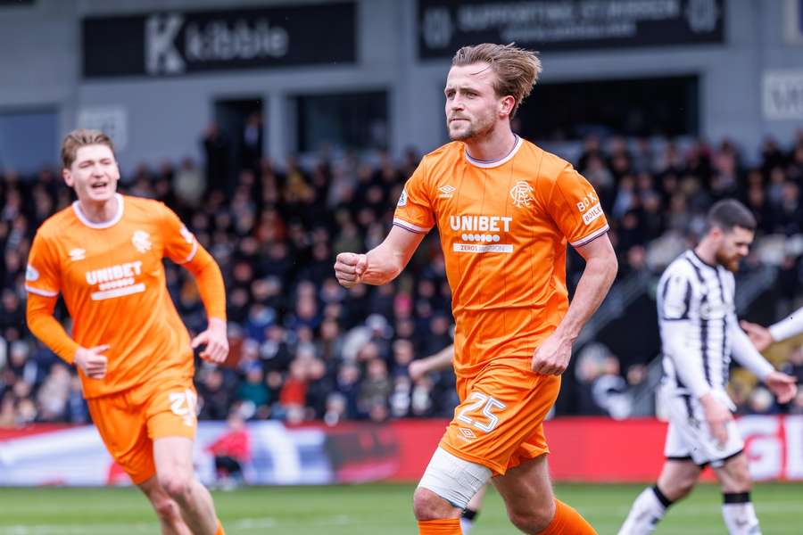 Tuur Rommens of Rangers celebrates scoring