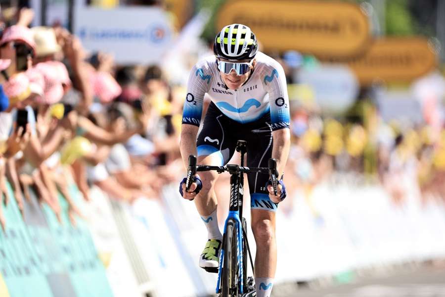 Matteo Jorgenson in actie tijdens de 12e etappe van de Tour op 13 juli