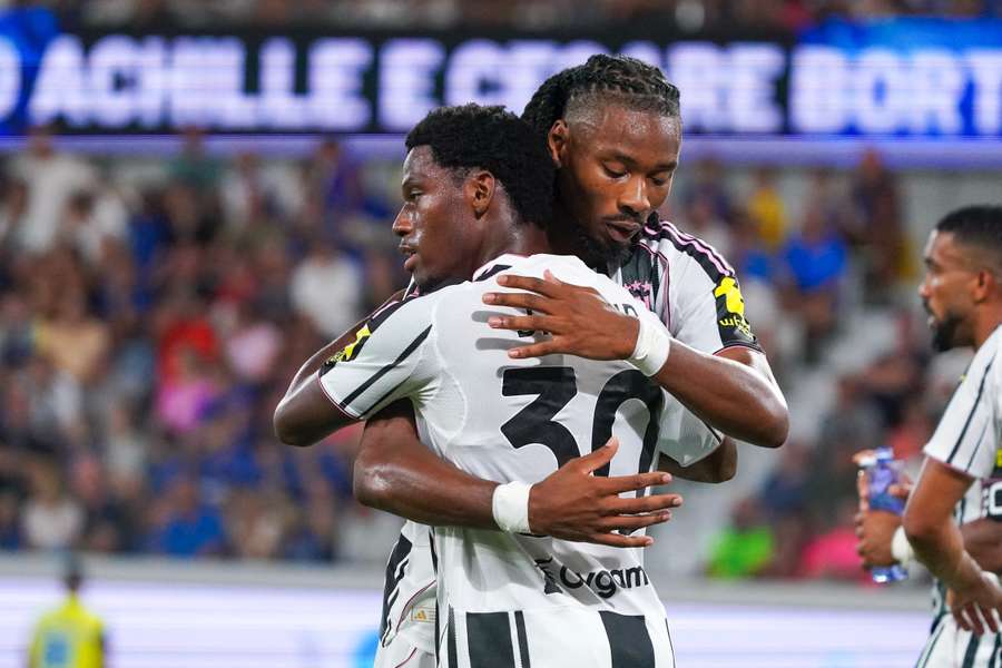 Jonathan David dopo il gol segnato all'Atalanta