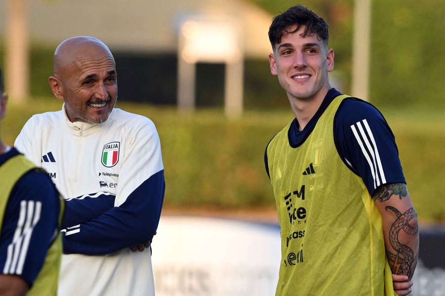 Spalletti e Zaniolo in allenamento