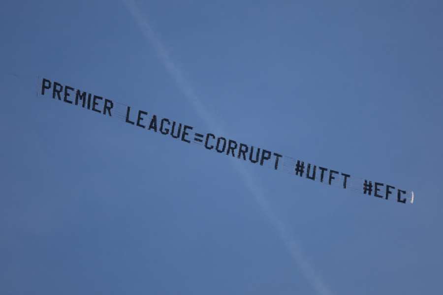 A banner flew over the Etihad