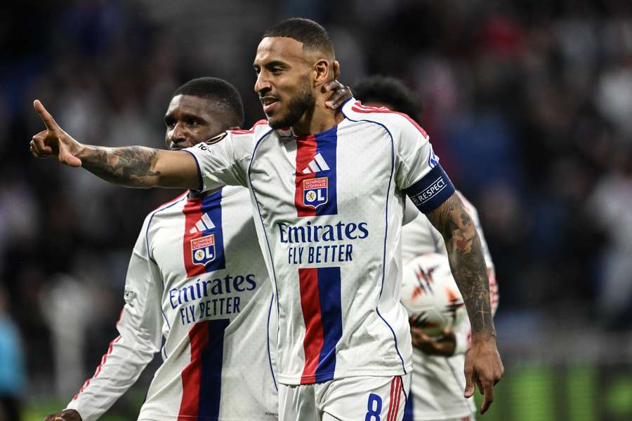 Corentin Tolisso célèbre son but lors du match de Ligue Europa entre l’Olympique Lyonnais et le FC Bâle, au Groupama Stadium, le 23 octobre 2025.