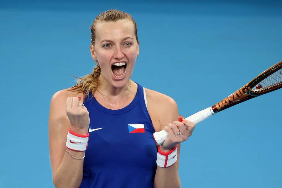 Kvitova after winning her match against Pegula