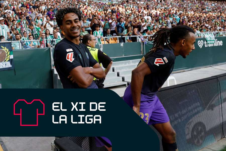 Lamine y Koundé celebran un gol Lamine y Koundé celebran un gol