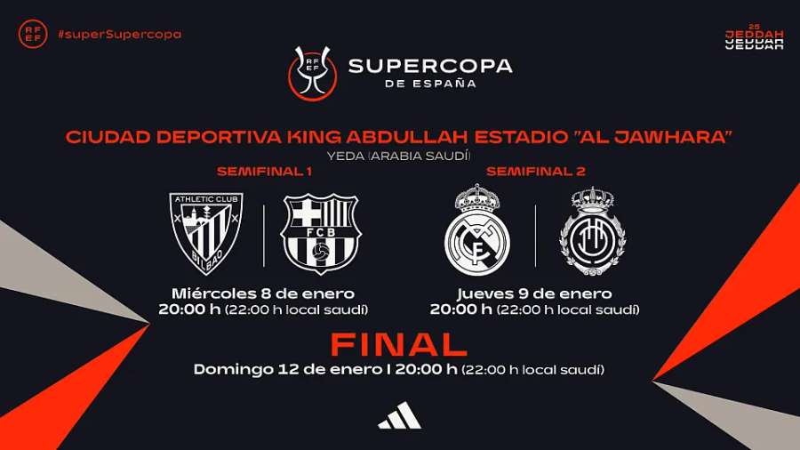 Cartel con horarios de la Supercopa Cartel con horarios de la Supercopa