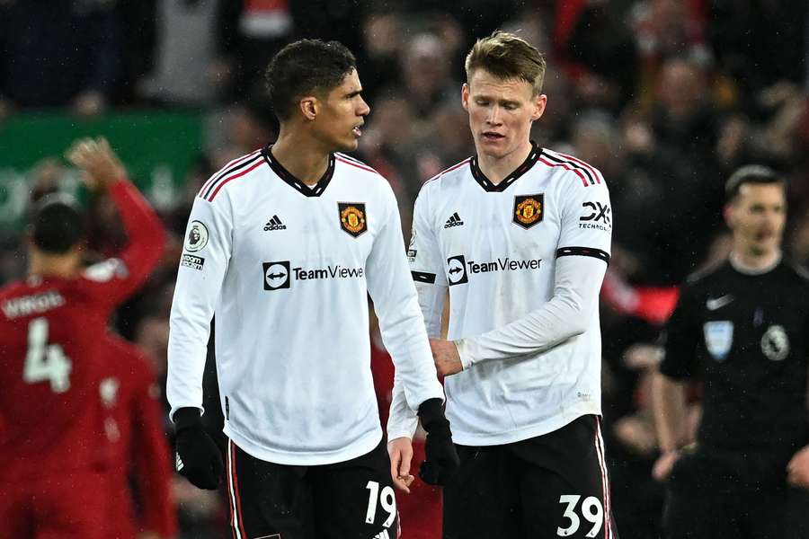 Skuffede United-spillere i nederlaget mod Liverpool.