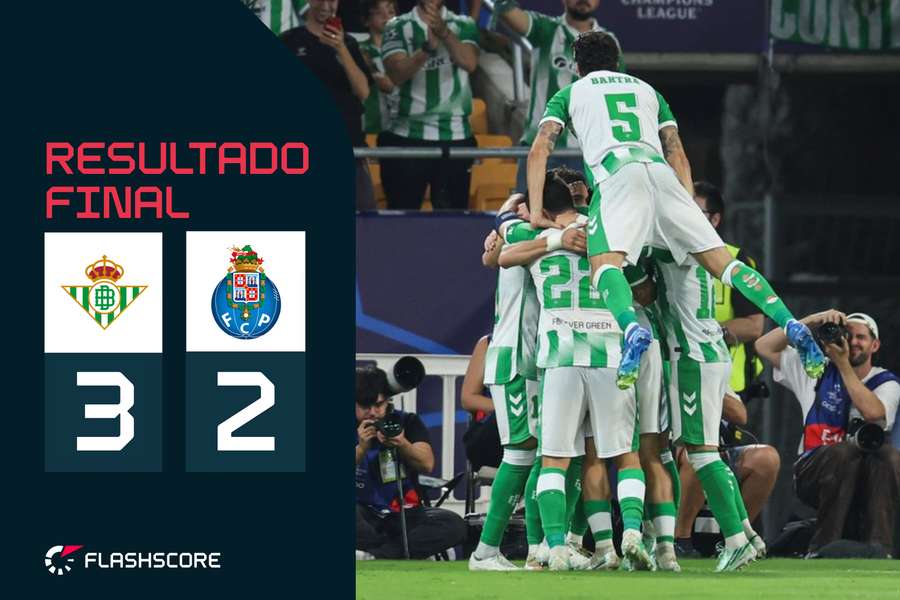 A festa dos jogadores do Betis depois da reviravolta diante do FC Porto A festa dos jogadores do Betis depois da reviravolta diante do FC Porto