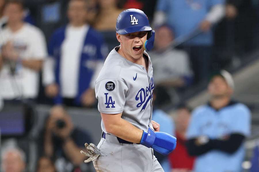 Dodgers' Will Smith celebrates in Game 6 of the 2025 World Series