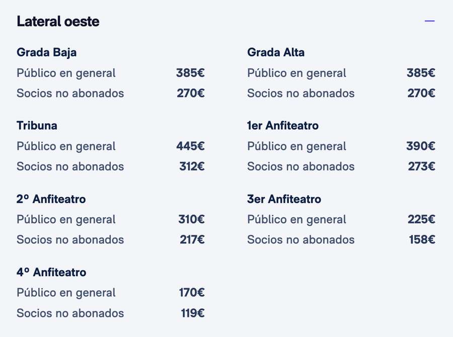 Precios de las entradas para el Real Madrid - Bayern