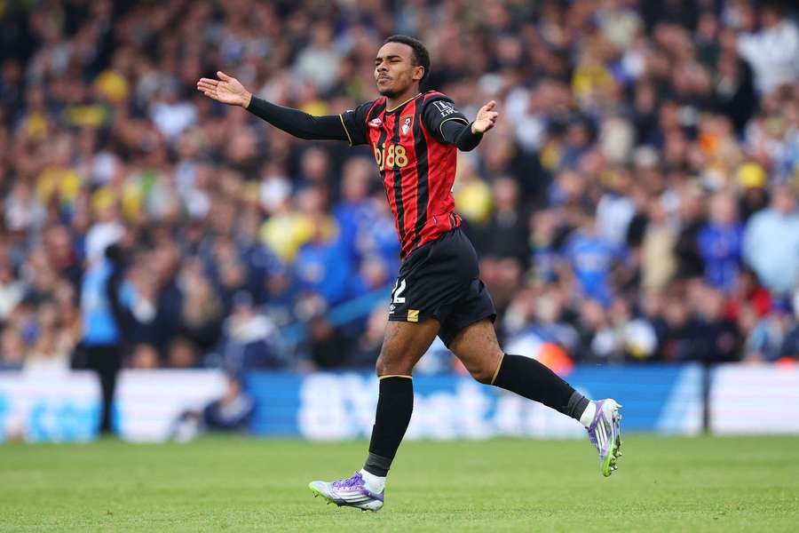 Eli Kroupi celebrates after scoring his late equaliser against Leeds