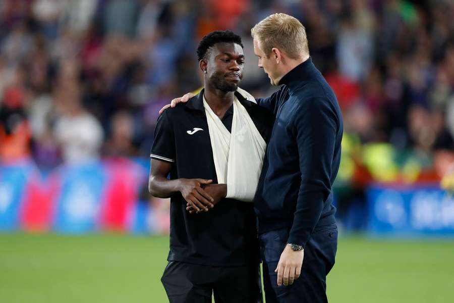 Amankwah appeared in a sling after Norwich's match against Crystal Palace