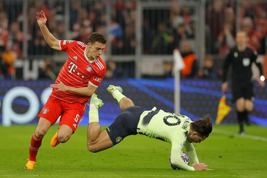 Jack Grealish is fouled by Benjamin Pavard Jack Grealish is fouled by Benjamin Pavard