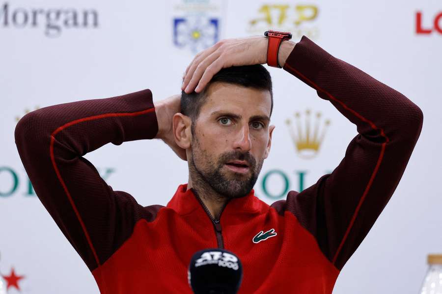 Novak Djokovic during a press conference after losing the final against Italy's Jannik Sinner