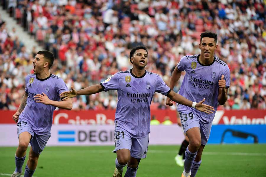 Rodrygo fejrer sit ene mål mod Sevilla