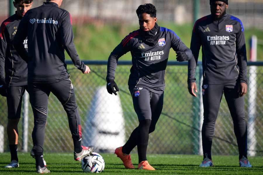 Endrick na tréninku Lyonu.