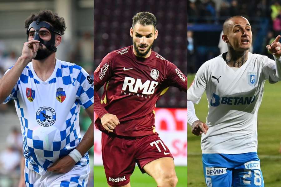 Marius Lupu (Corvinul), Panagiotis Tachtsidis (CFR Cluj) și Alex Mitriță (Univ Craiova)