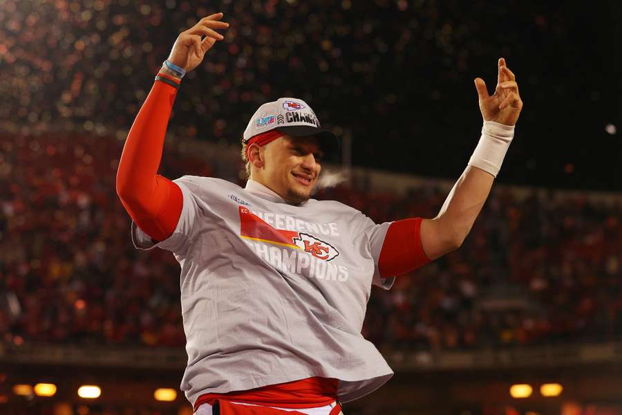 Mahomes celebrates the Chiefs' win