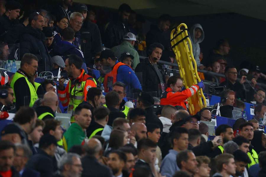 Paramedics head to the scene inside the Allianz Arena