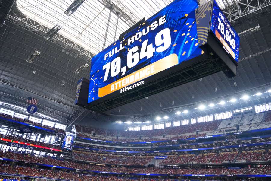 O telão hipnotizante do AT&T Stadium, em Arlington, no Texas O telão hipnotizante do AT&T Stadium, em Arlington, no Texas