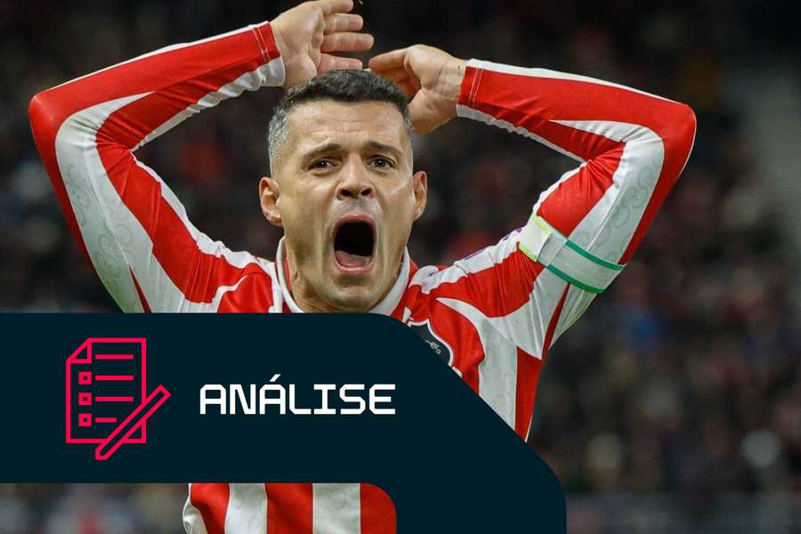 Granit Xhaka, do Sunderland, mostra a sua emoção durante o jogo frente ao Leeds United 