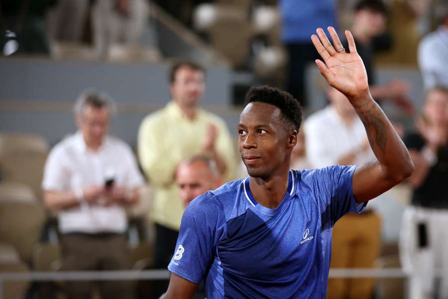 Gael Monfils waves to the crowd at French Open 2026 Gael Monfils waves to the crowd at French Open 2026