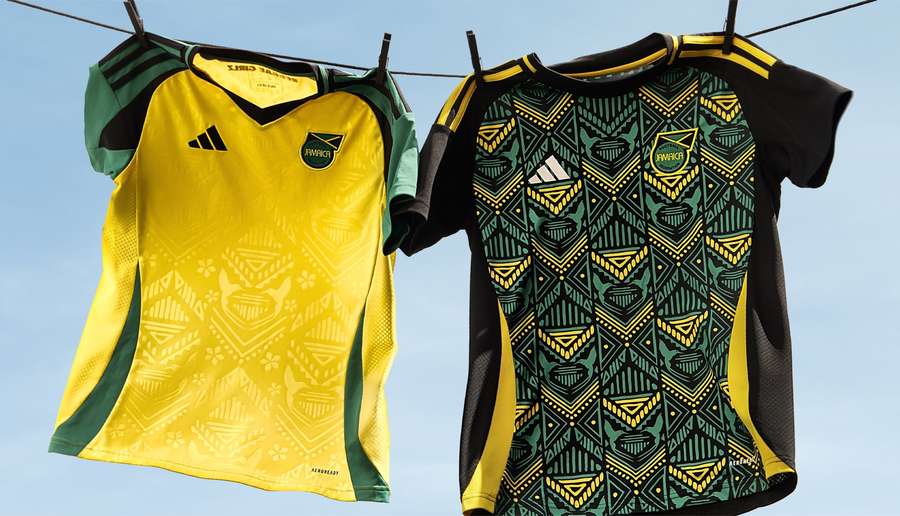 Jamaica's starting (left) and reserve kits
