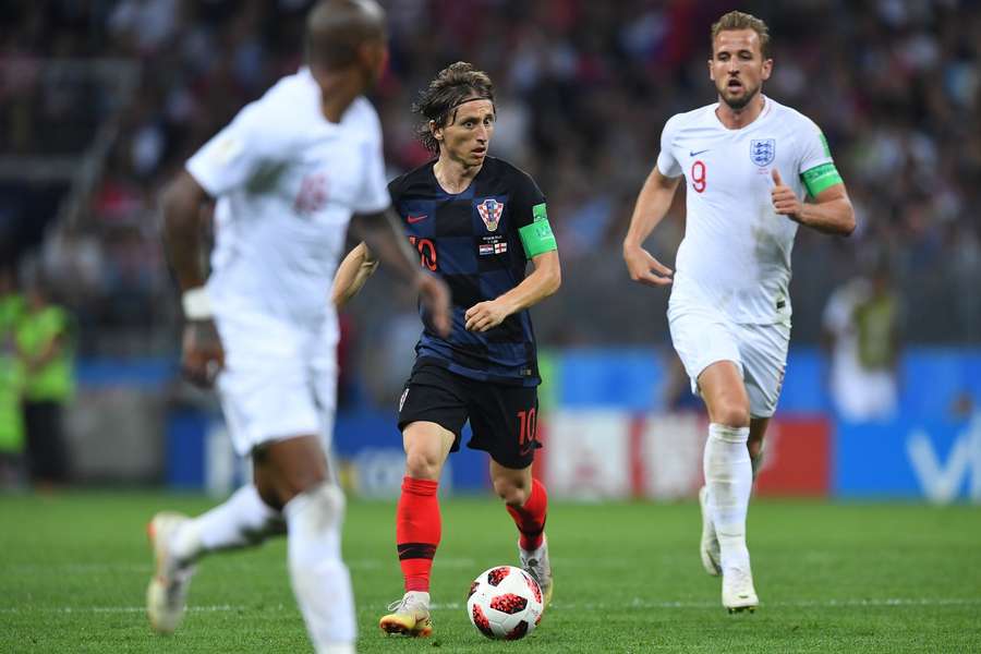 Luka Modric and Harry Kane in action during the World Cup 2018 in Russia
