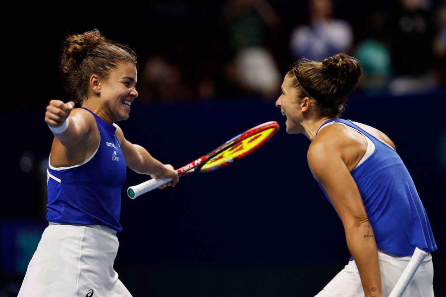 Paolini (left) and Errani celebrate their doubles victory