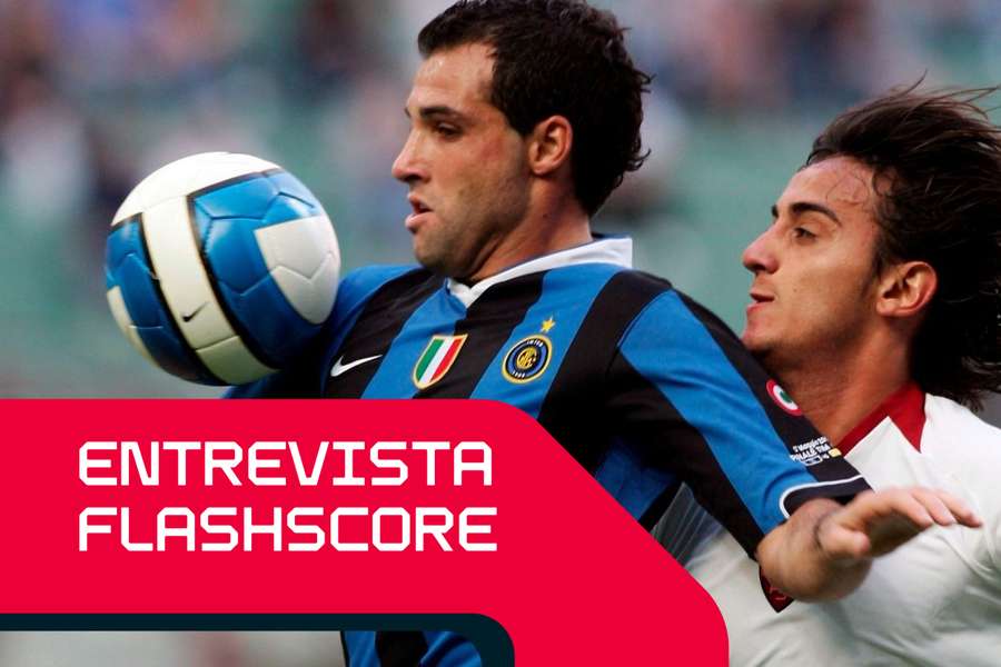 Mariano Gonzalez, diante de Alberto Aquilani, num Inter de Milão-Roma