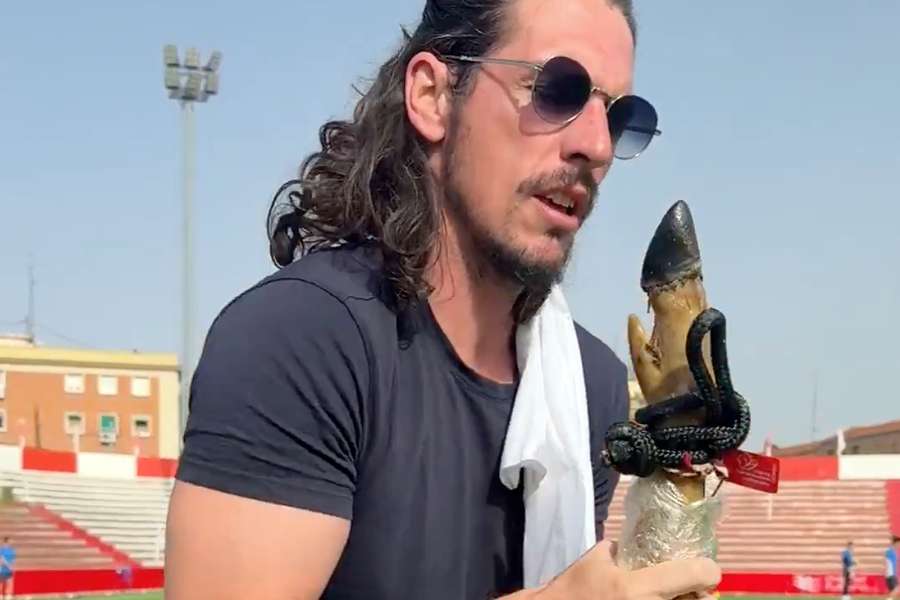 Javi Poves, con el jamón