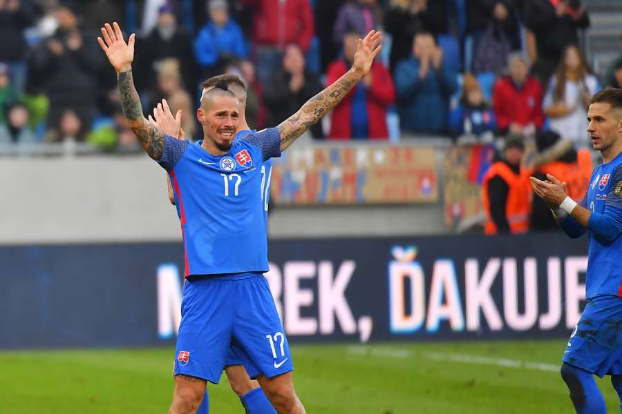Hamsik, vizibil emoționat în meciul de retragere de la naționala Slovaciei