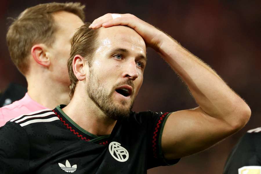 Harry Kane reacts after Bayern's draw at Union Berlin on Saturday Harry Kane reacts after Bayern's draw at Union Berlin on Saturday