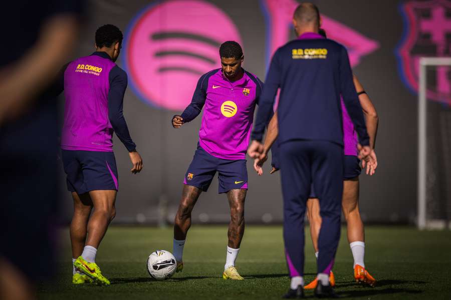 Marcus Rashford, durante un entrenamiento previo al Clásico