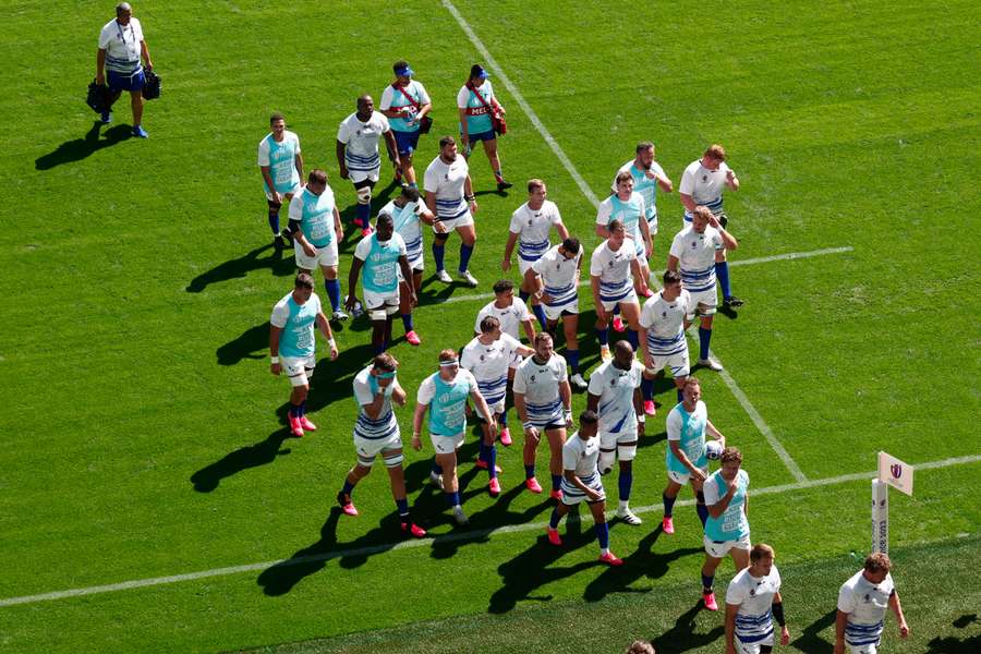 Namibia during training before their clash with France