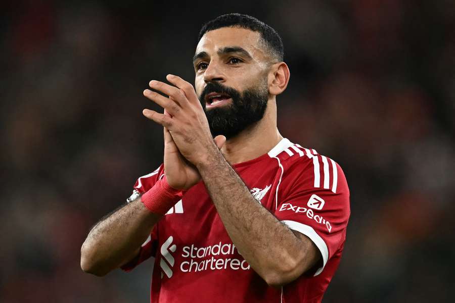 Mohamed Salah applauds supporters after Liverpool beat Brighton 2-0 on Saturday. Mohamed Salah applauds supporters after Liverpool beat Brighton 2-0 on Saturday.
