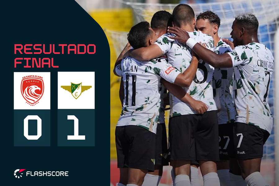 Jogadores do Moreirense festejam o golo de Schettine