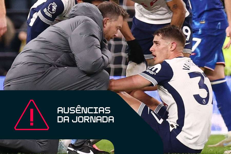 Van de Ven, do Tottenham, voltou a sofrer uma lesão no tendão de Aquiles contra o Chelsea