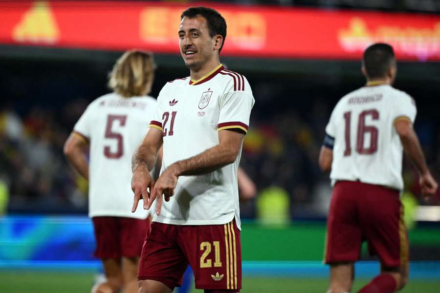 Mikel Oyarzabal celebrates scoring