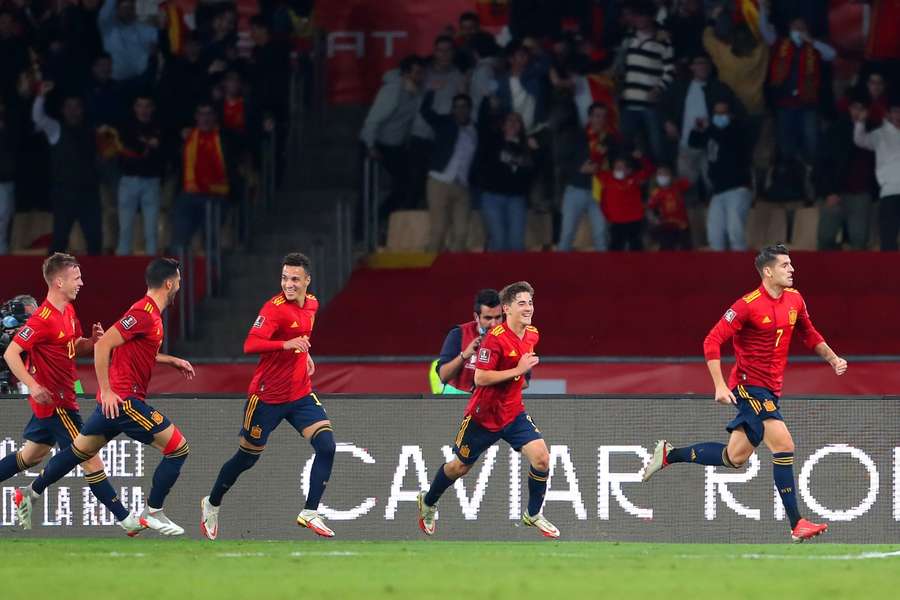 Morata celebra su gol ante Suecia en La Cartuja que dio el pase al Mundial de Catar 2022 Morata celebra su gol ante Suecia en La Cartuja que dio el pase al Mundial de Catar 2022