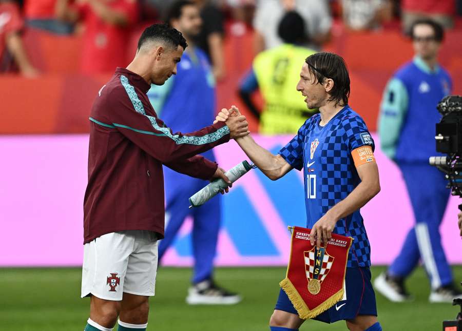 Portugal's Cristiano Ronaldo shakes hands with Croatia's Luka Modric before the match Portugal's Cristiano Ronaldo shakes hands with Croatia's Luka Modric before the match