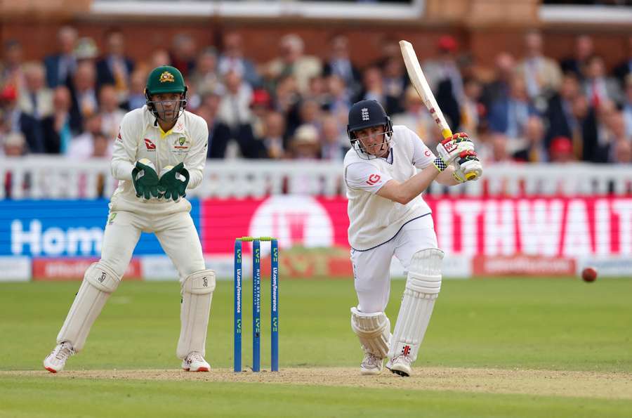 England's Harry Brook ended the day on 45 not out