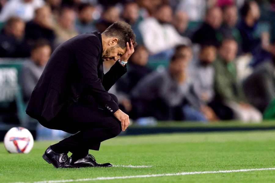 Diego Simeone looks dejected during the game