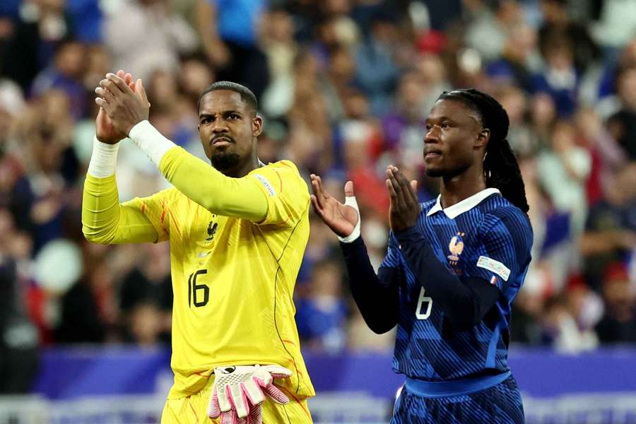 Maignan et Camavinga après l'Italie vendredi. Maignan et Camavinga après l'Italie vendredi.