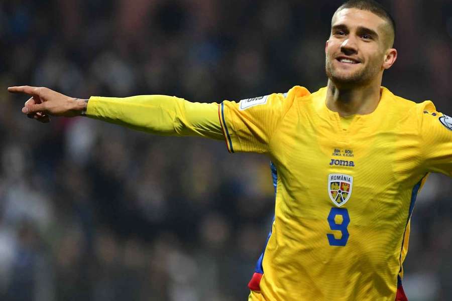 Daniel Bîrligea după ce a marcat golul României Daniel Bîrligea după ce a marcat golul României