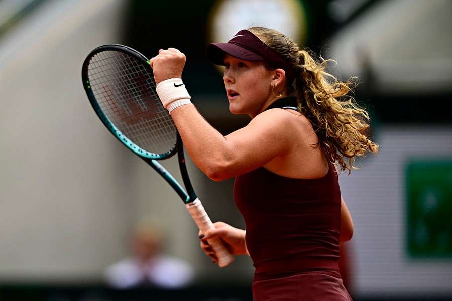 Andreeva celebrates during her third-round match