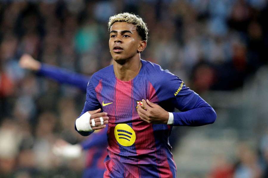 Barcelona's Lamine Yamal celebrates scoring a goal Barcelona's Lamine Yamal celebrates scoring a goal