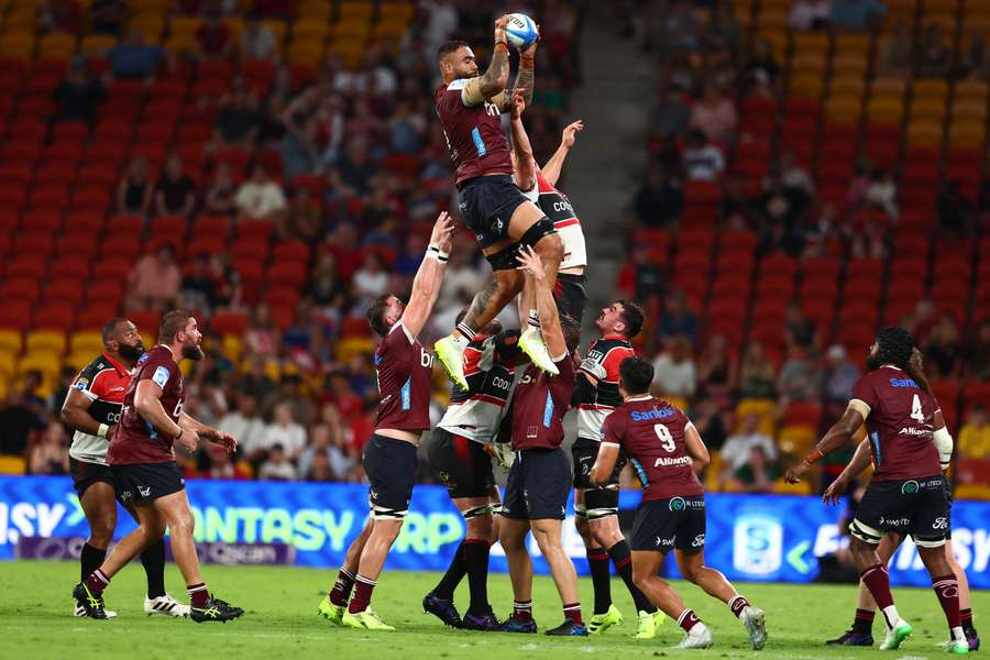 Lukhan Salakaia-Loto snags a lineout against the Crusaders at the weekend.
