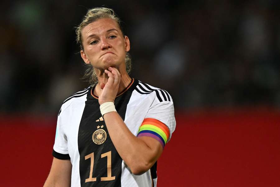 Germany's forward Alexandra Popp reacts during the International friendly football match Germany vs Zambia